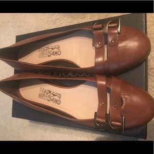 Ferragamo Brown Leather Flats